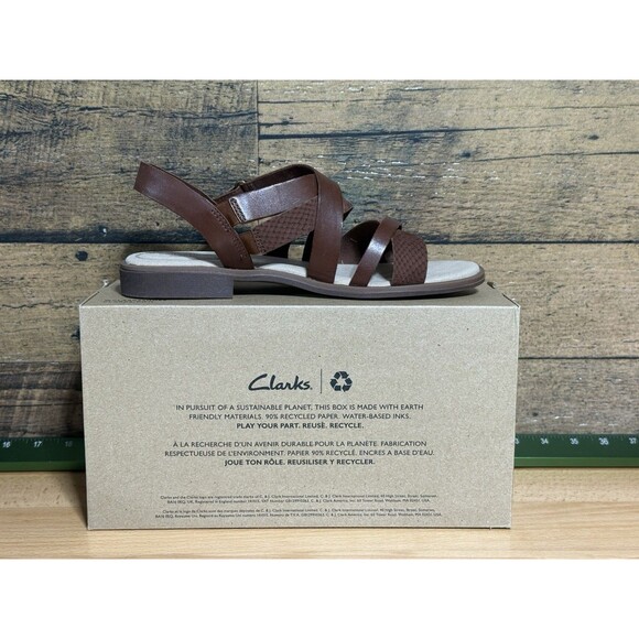 Clarks Woman Declan Mix Sandal Leather Sling Strappy Gladiator 8.5 Mahogany - Picture 3 of 12